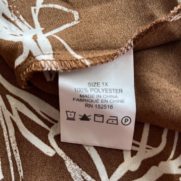 Prescott New York Pleaded V-neck Dress Flowing Fabric Wide 3/4 Sleeves Size 1X - Picture 15 of 16